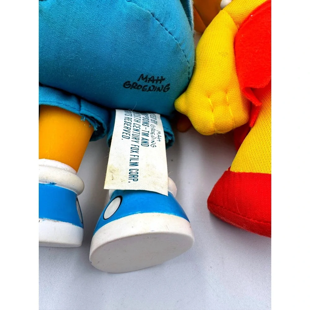 Vintage 1990 The Simpsons Plush Doll Set Matt Groening Vinyl Head Family Lot 5pc